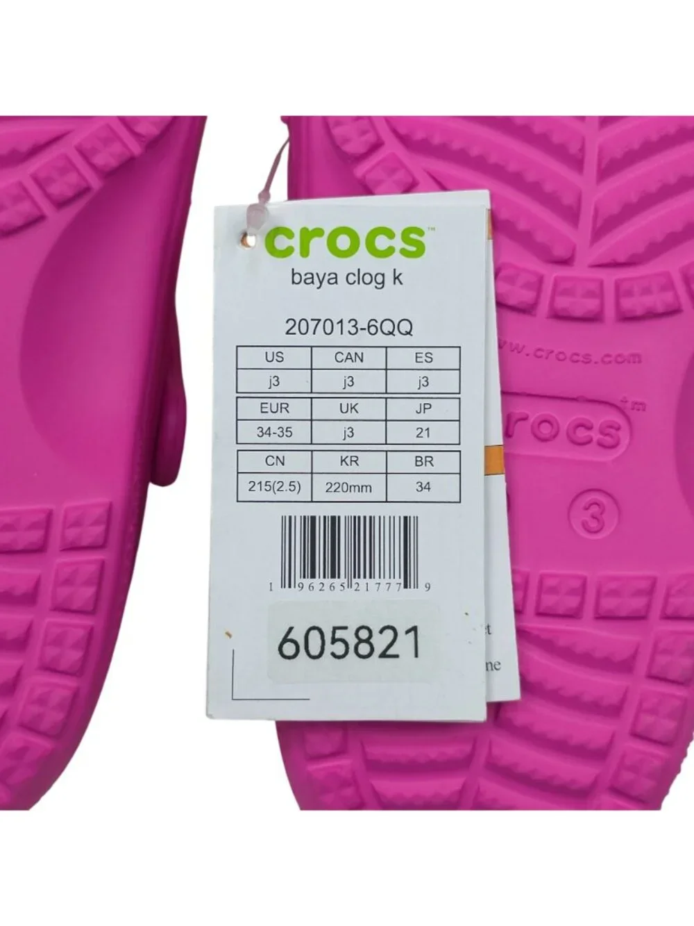Crocs Baya Clog Kids Shoes Size J3 Lightweight Design For Everyday Comfort Pink